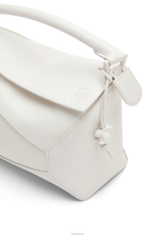 Loewe малка чанта тип пъзел от сатенена телешка кожа F84B8435 Жени бяла глазура