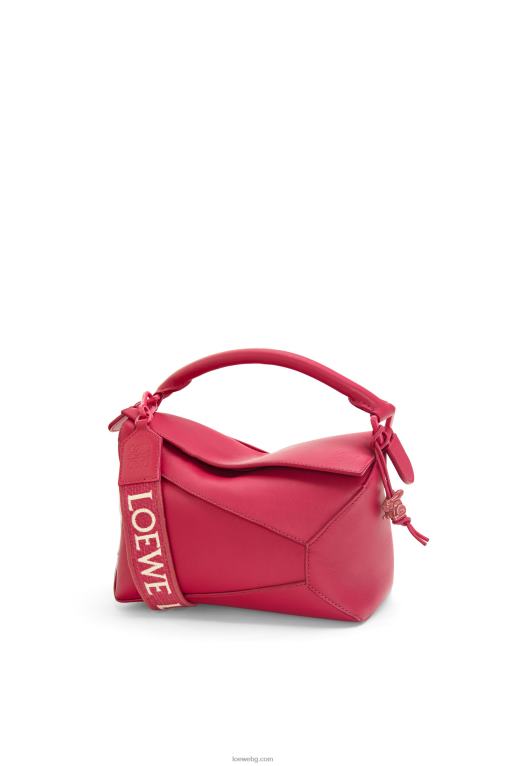 Loewe малка чанта тип пъзел от сатенена телешка кожа F84B8436 Жени рубинено червена глазура