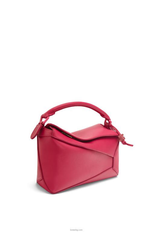 Loewe малка чанта тип пъзел от сатенена телешка кожа F84B8436 Жени рубинено червена глазура