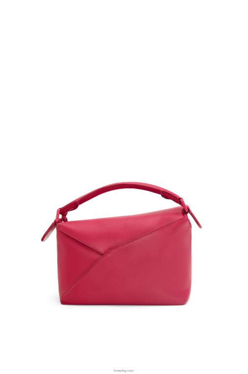 Loewe малка чанта тип пъзел от сатенена телешка кожа F84B8436 Жени рубинено червена глазура