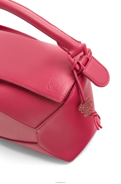 Loewe малка чанта тип пъзел от сатенена телешка кожа F84B8436 Жени рубинено червена глазура