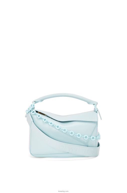 Loewe малка чанта за пъзел от сатенена телешка кожа F84B8459 Жени аквамарин