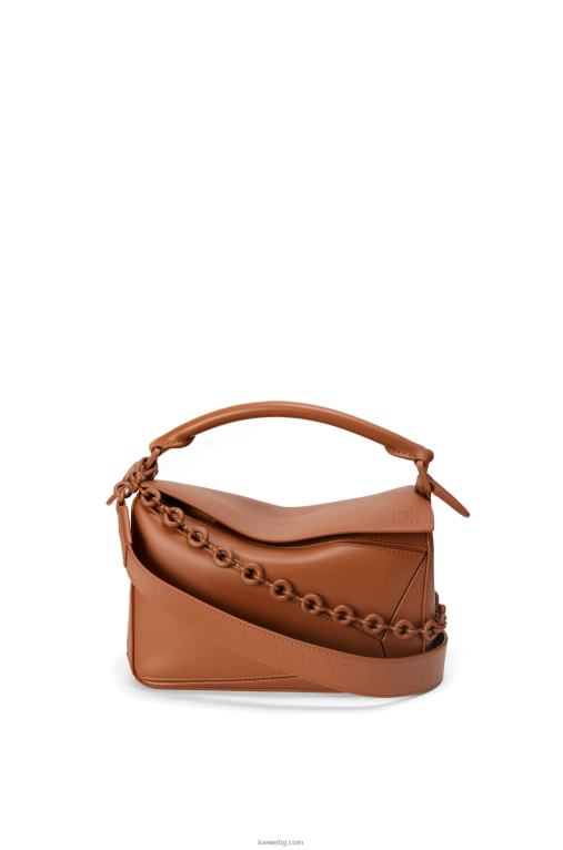 Loewe малка чанта за пъзел от сатенена телешка кожа F84B8470 Жени пекан