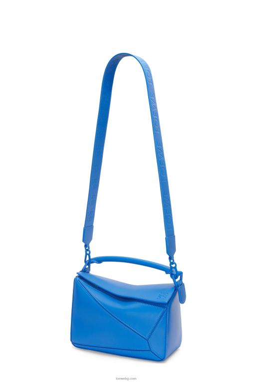 Loewe малка чанта за пъзел от сатенена телешка кожа F84B8480 Жени водолазно синьо