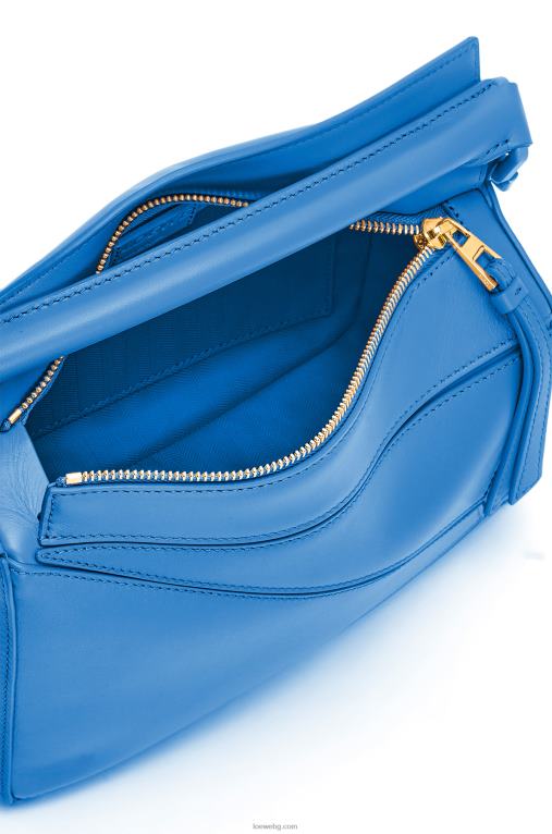 Loewe малка чанта за пъзел от сатенена телешка кожа F84B8480 Жени водолазно синьо