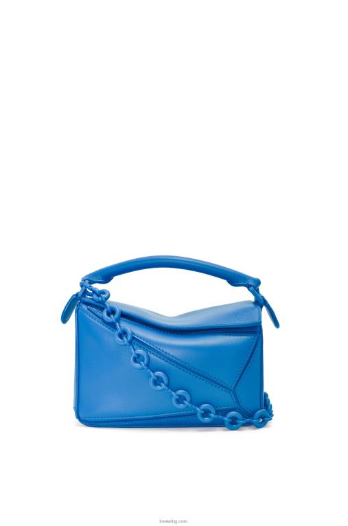 Loewe малка чанта за пъзел от сатенена телешка кожа F84B8480 Жени водолазно синьо