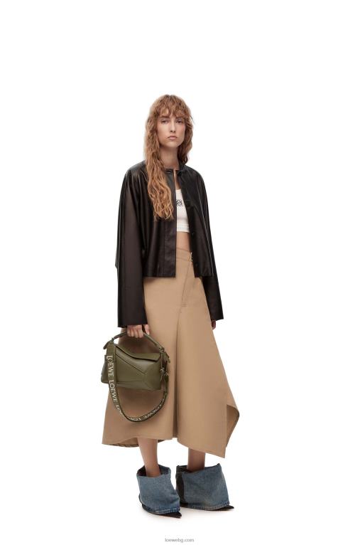 Loewe малка чанта тип пъзел от сатенена телешка кожа F84B8536 Жени глазура от чаен прах