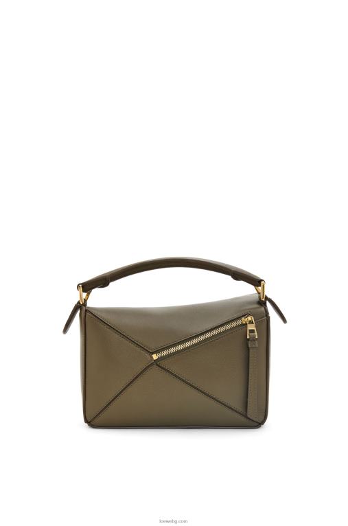 Loewe малка чанта за пъзел от класическа телешка кожа F84B8542 Жени тъмно каки зелено