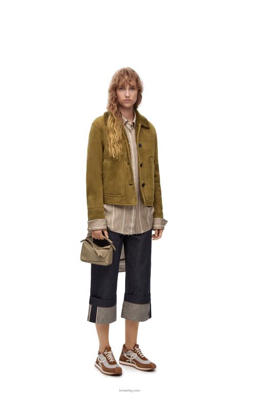 Loewe мини чанта за пъзел от мека зърнеста телешка кожа F84B8560 Жени зелен артишок