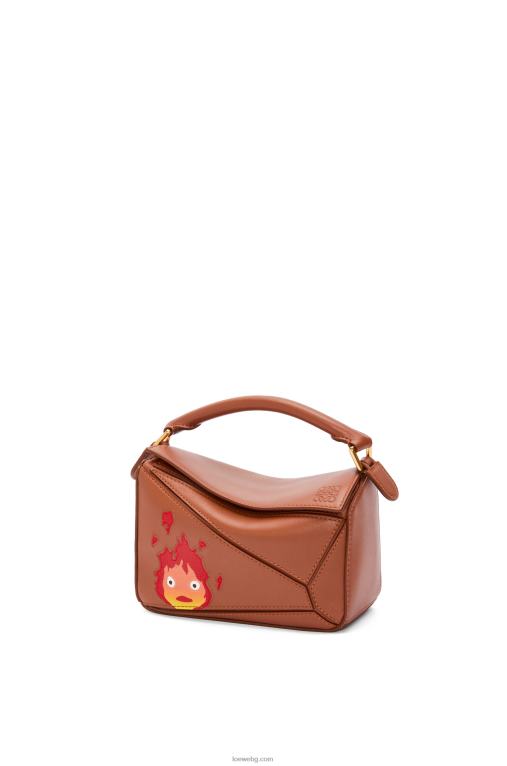 Loewe calcifer мини чанта за пъзел от сатенена телешка кожа F84B8260 Жени ръжда