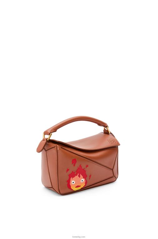 Loewe calcifer мини чанта за пъзел от сатенена телешка кожа F84B8260 Жени ръжда