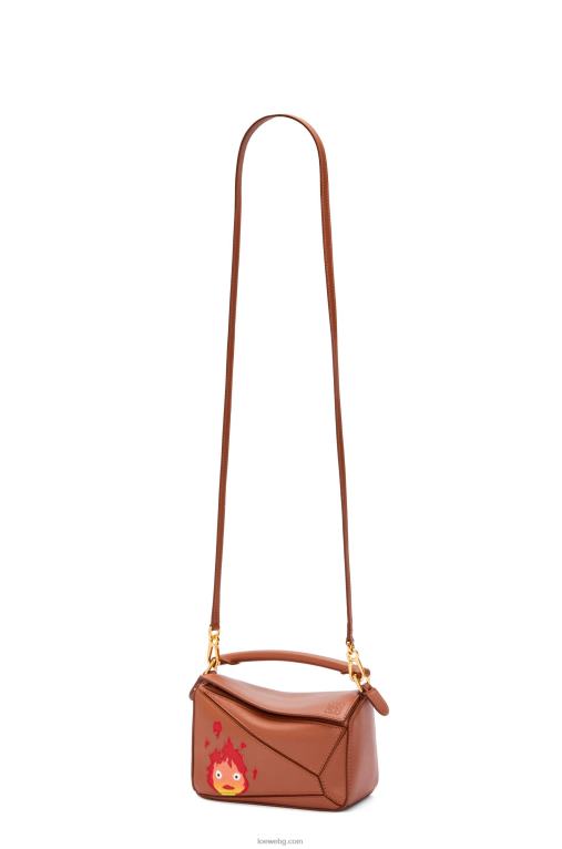 Loewe calcifer мини чанта за пъзел от сатенена телешка кожа F84B8260 Жени ръжда