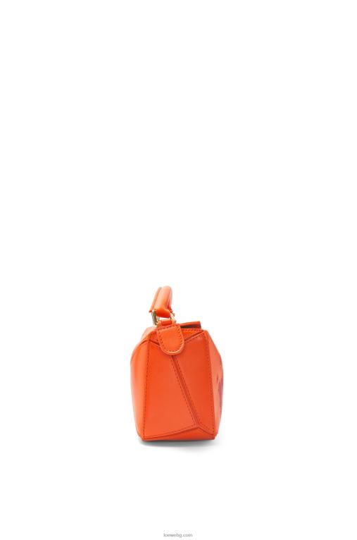 Loewe calcifer мини чанта за пъзел от сатенена телешка кожа F84B8261 Жени оранжево