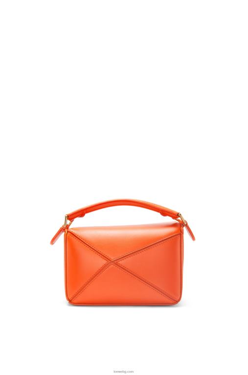 Loewe calcifer мини чанта за пъзел от сатенена телешка кожа F84B8261 Жени оранжево