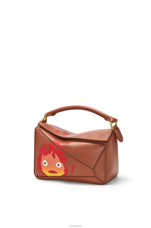 Loewe calcifer малка чанта за пъзел от сатенена телешка кожа F84B8442 Жени ръжда