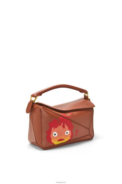 Loewe calcifer малка чанта за пъзел от сатенена телешка кожа F84B8442 Жени ръжда