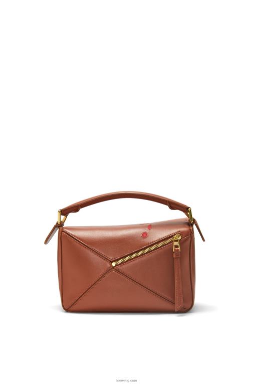 Loewe calcifer малка чанта за пъзел от сатенена телешка кожа F84B8442 Жени ръжда