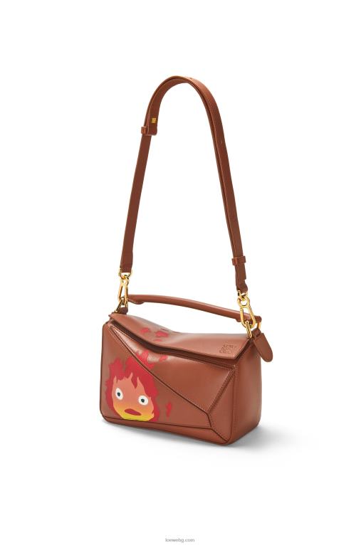 Loewe calcifer малка чанта за пъзел от сатенена телешка кожа F84B8442 Жени ръжда