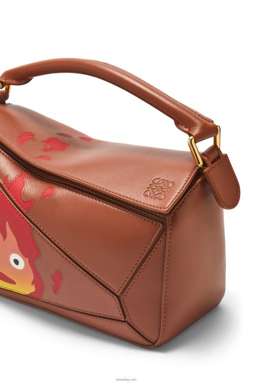 Loewe calcifer малка чанта за пъзел от сатенена телешка кожа F84B8442 Жени ръжда