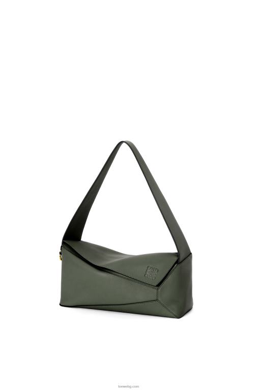 Loewe пъзел hobo чанта от телешка кожа напа F84B8472 Жени реколта каки