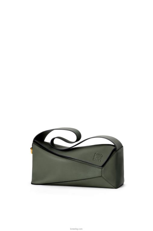 Loewe пъзел hobo чанта от телешка кожа напа F84B8472 Жени реколта каки