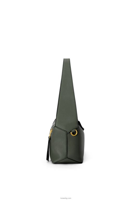 Loewe пъзел hobo чанта от телешка кожа напа F84B8472 Жени реколта каки