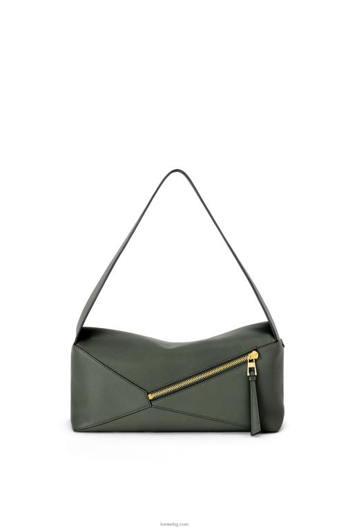 Loewe пъзел hobo чанта от телешка кожа напа F84B8472 Жени реколта каки