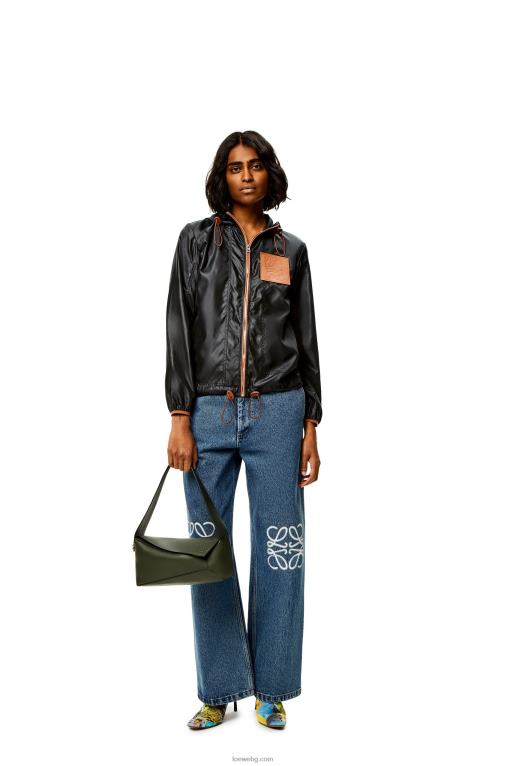 Loewe пъзел hobo чанта от телешка кожа напа F84B8472 Жени реколта каки