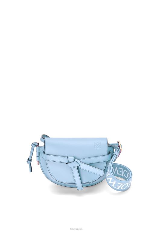 Loewe двойна мини чанта от мека телешка кожа и жакард F84B8194 Жени прашно синьо