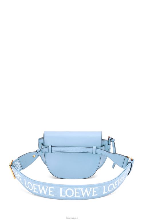 Loewe двойна мини чанта от мека телешка кожа и жакард F84B8194 Жени прашно синьо