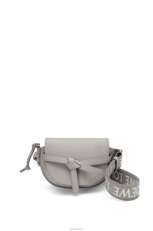 Loewe двойна мини чанта от мека телешка кожа и жакард F84B8195 Жени перлено сиво