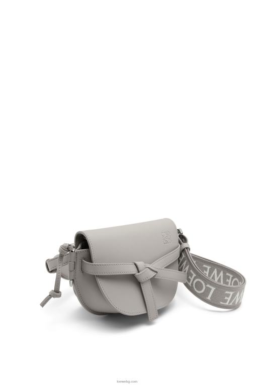Loewe двойна мини чанта от мека телешка кожа и жакард F84B8195 Жени перлено сиво