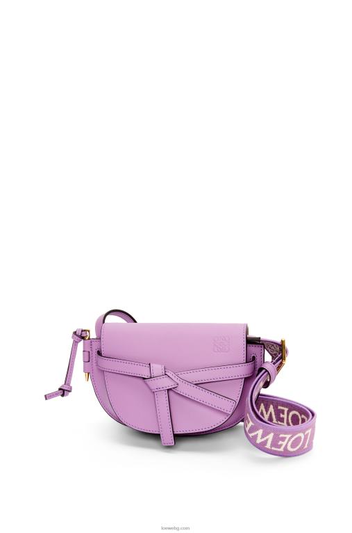 Loewe двойна мини чанта от мека телешка кожа и жакард F84B8196 Жени guimauve