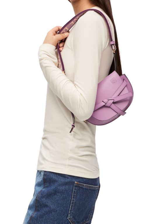 Loewe двойна мини чанта от мека телешка кожа и жакард F84B8196 Жени guimauve