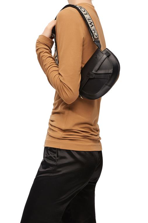 Loewe двойна мини чанта от мека телешка кожа и жакард F84B8197 Жени черен