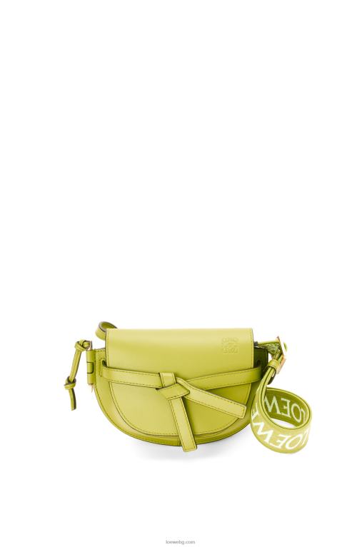 Loewe двойна мини чанта от мека телешка кожа и жакард F84B8210 Жени лайм жълто