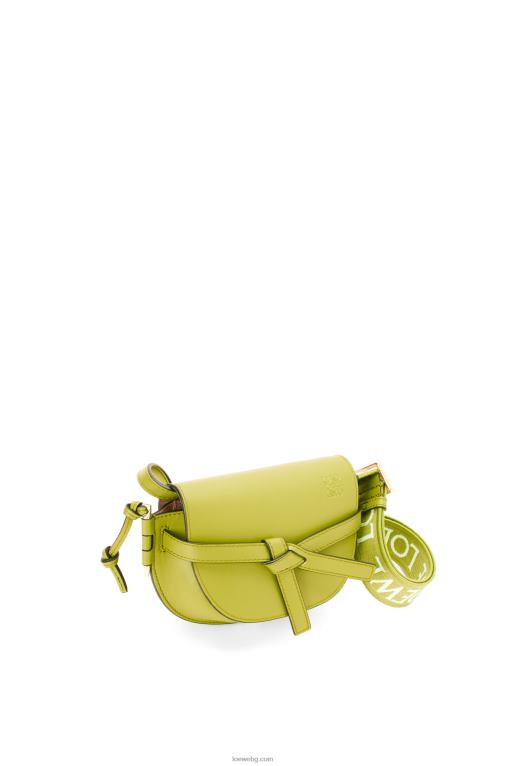Loewe двойна мини чанта от мека телешка кожа и жакард F84B8210 Жени лайм жълто