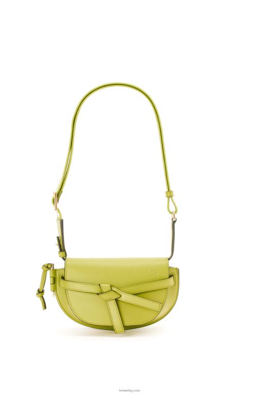 Loewe двойна мини чанта от мека телешка кожа и жакард F84B8210 Жени лайм жълто