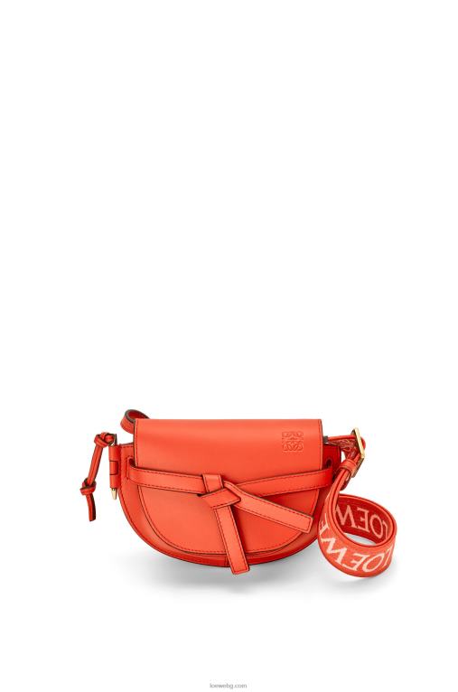 Loewe двойна мини чанта от мека телешка кожа и жакард F84B8212 Жени изгрев оранжево