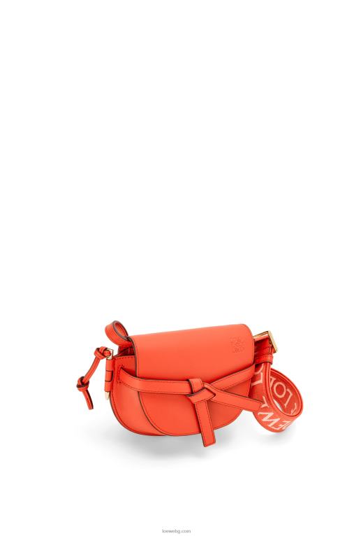 Loewe двойна мини чанта от мека телешка кожа и жакард F84B8212 Жени изгрев оранжево