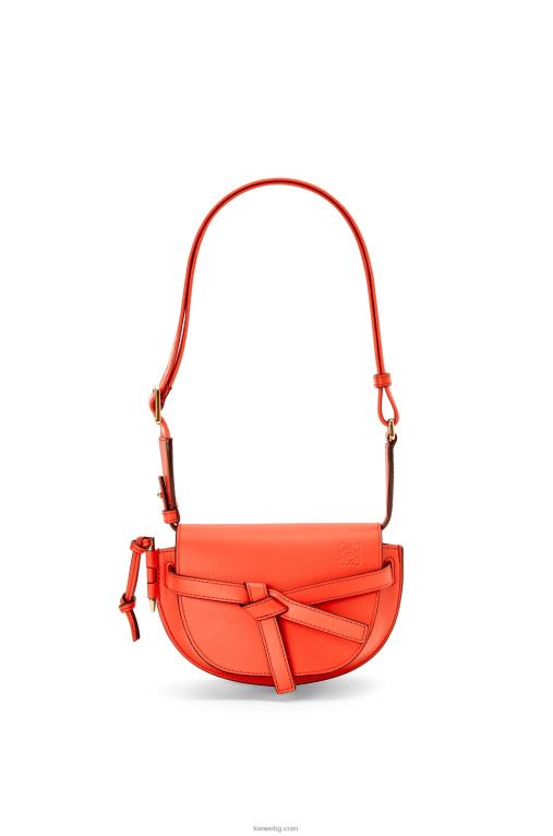Loewe двойна мини чанта от мека телешка кожа и жакард F84B8212 Жени изгрев оранжево