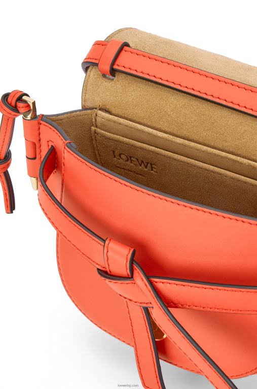 Loewe двойна мини чанта от мека телешка кожа и жакард F84B8212 Жени изгрев оранжево