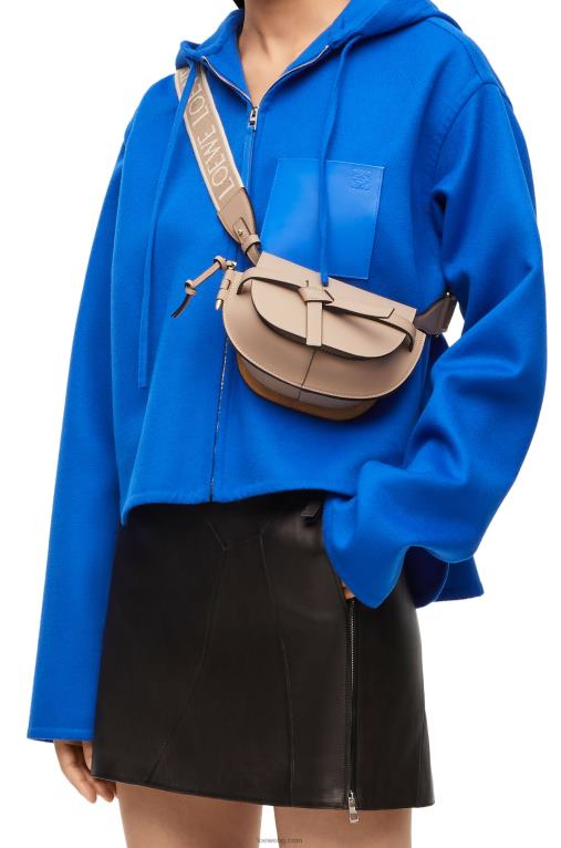 Loewe двойна мини чанта от мека телешка кожа и жакард F84B8218 Жени пясък