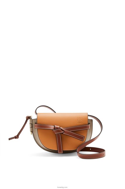 Loewe двойна мини чанта от мека телешка кожа F84B8238 Жени цвят кехлибар/светло сив/ръжда