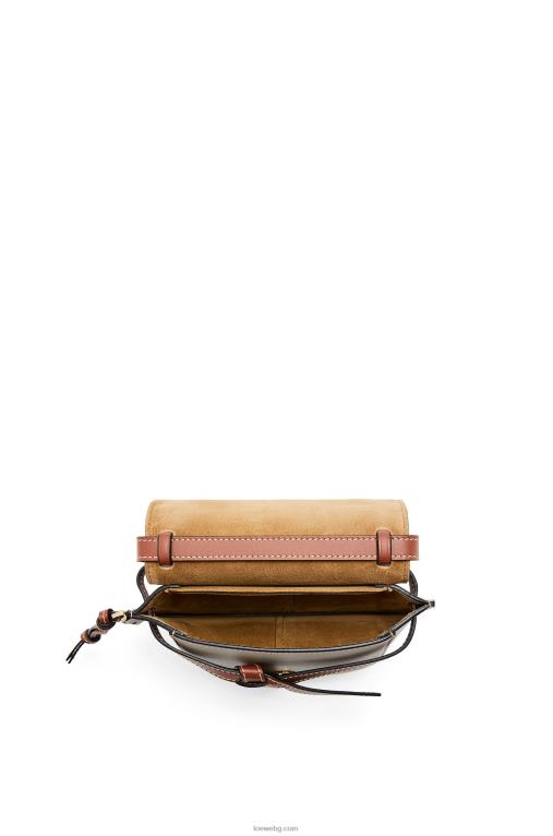 Loewe двойна мини чанта от мека телешка кожа F84B8238 Жени цвят кехлибар/светло сив/ръжда