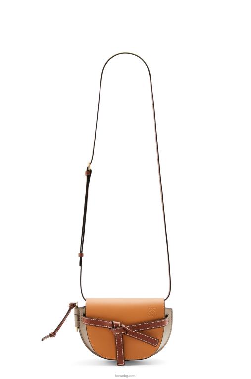 Loewe двойна мини чанта от мека телешка кожа F84B8238 Жени цвят кехлибар/светло сив/ръжда