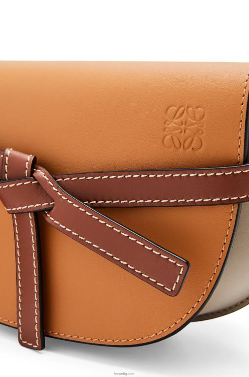 Loewe двойна мини чанта от мека телешка кожа F84B8238 Жени цвят кехлибар/светло сив/ръжда