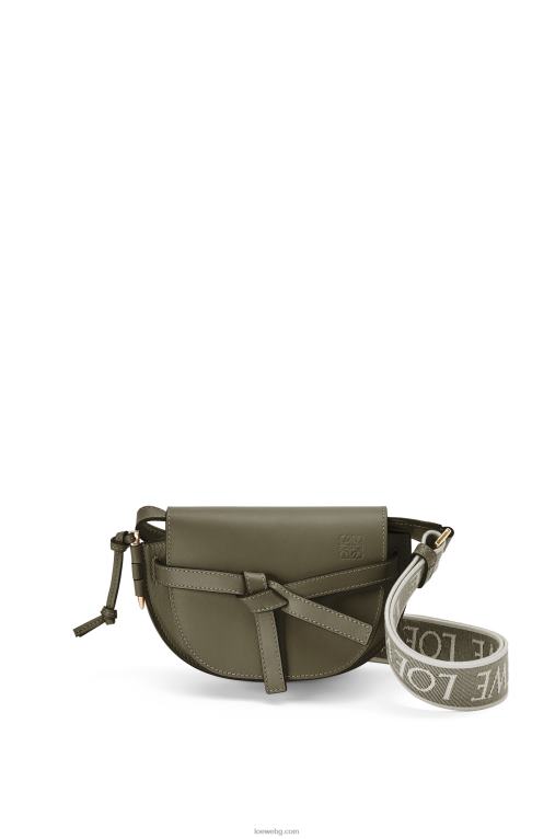 Loewe двойна мини чанта от мека телешка кожа и жакард F84B8239 Жени есенно зелено
