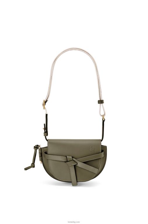 Loewe двойна мини чанта от мека телешка кожа и жакард F84B8239 Жени есенно зелено