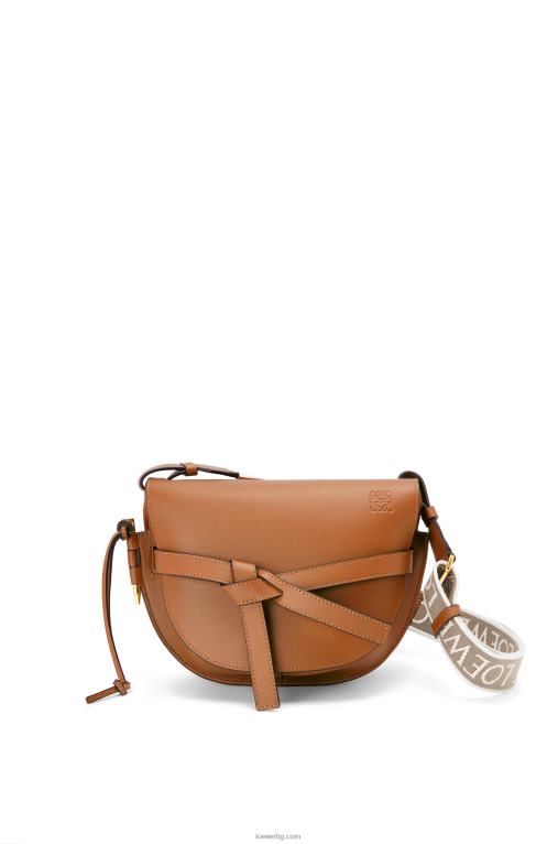 Loewe малка портална чанта от мека телешка кожа и жакард F84B8254 Жени тен